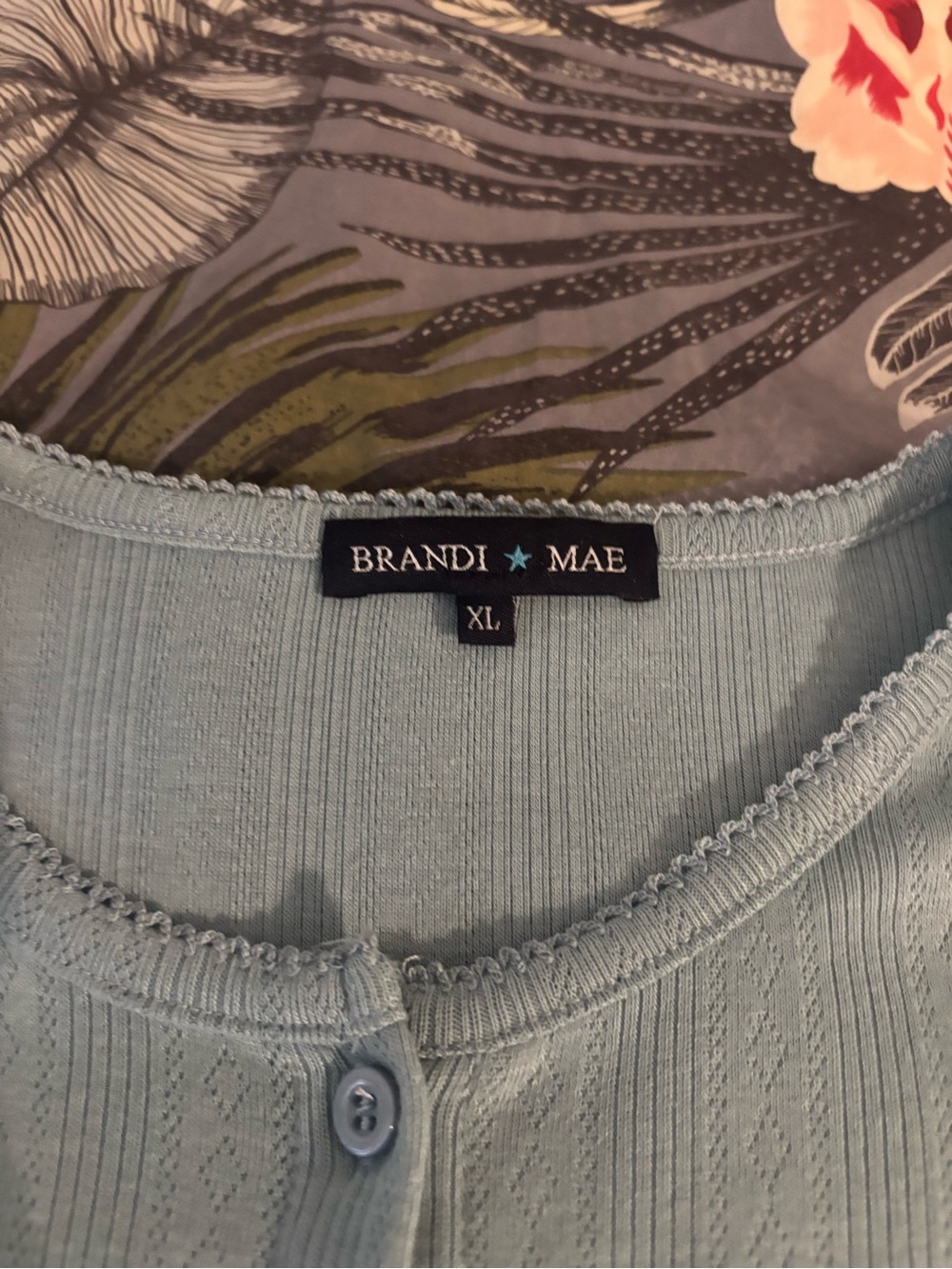 Light Blue Ribbed Button-Up Cardigan - Picture 3 of 3